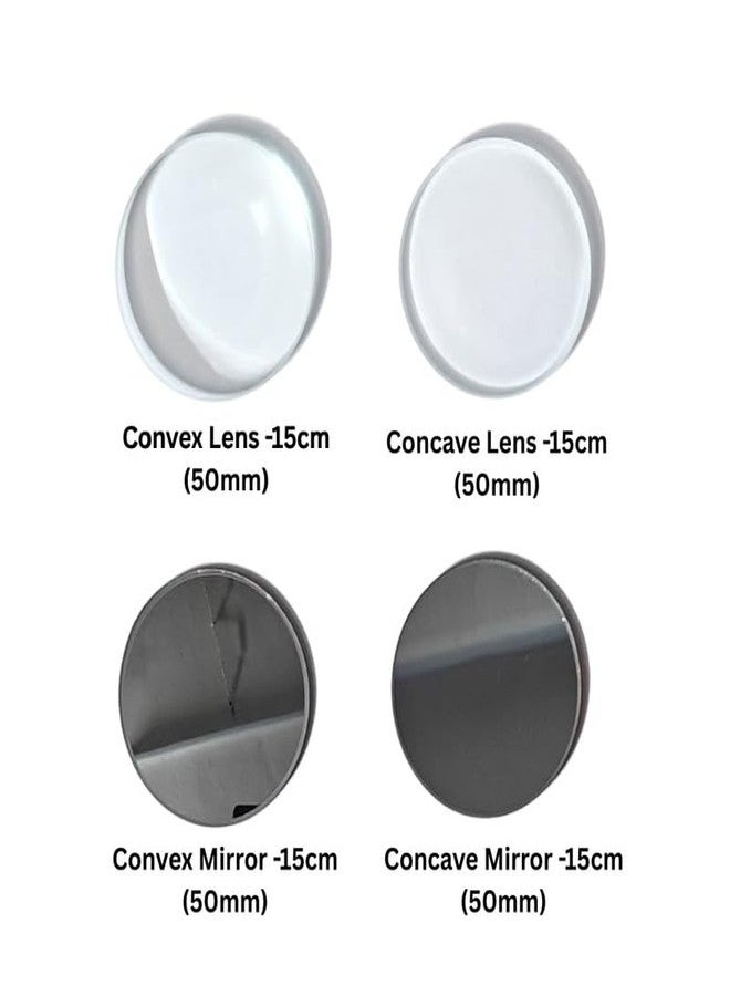 ESPtronics Optical Science Kit 50mm Convex & Concave Lenses and Mirrors Focal Length 15 cm for Kids, Students & Science Enthusiasts - Great for Physics Experiments - Image 4